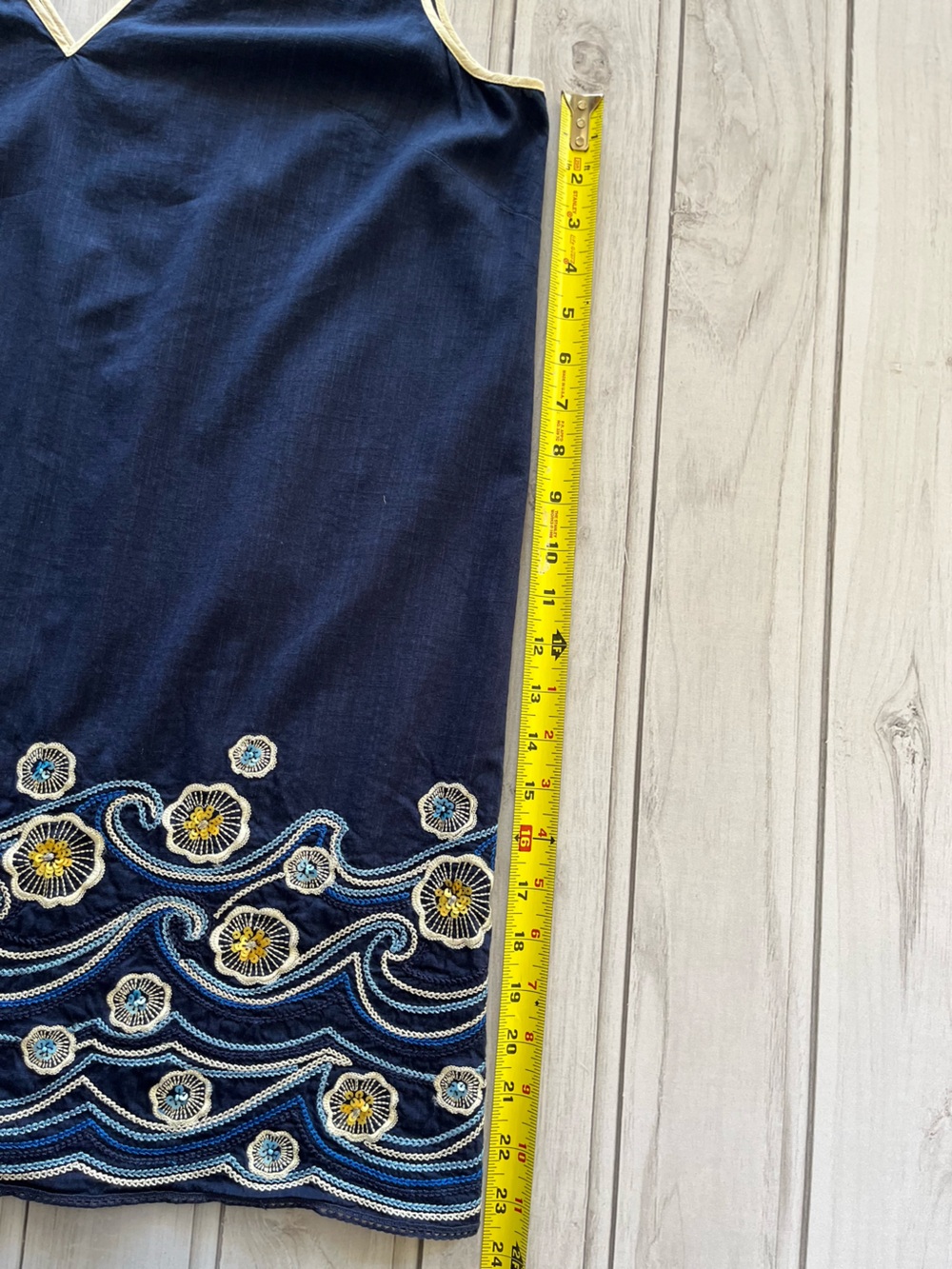 Women’s Anthropologie blue Wave embroidered sequined sleeveless mini dress.Large - Picture 14 of 15